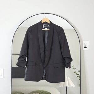 Another Story Black Ruched Sleeve Blazer, Size Small
